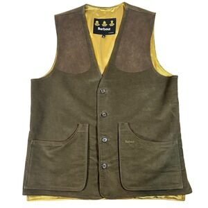 Barbour Northumberland Lord James Percy Moleskin Waistcoat Olive Green Vest XL